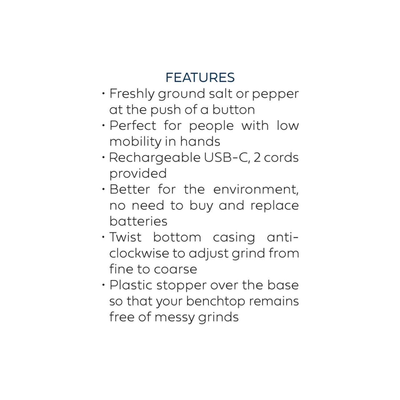 Electric Rechargable Salt and Pepper Mill Set, Black and White Matte - 17ml
