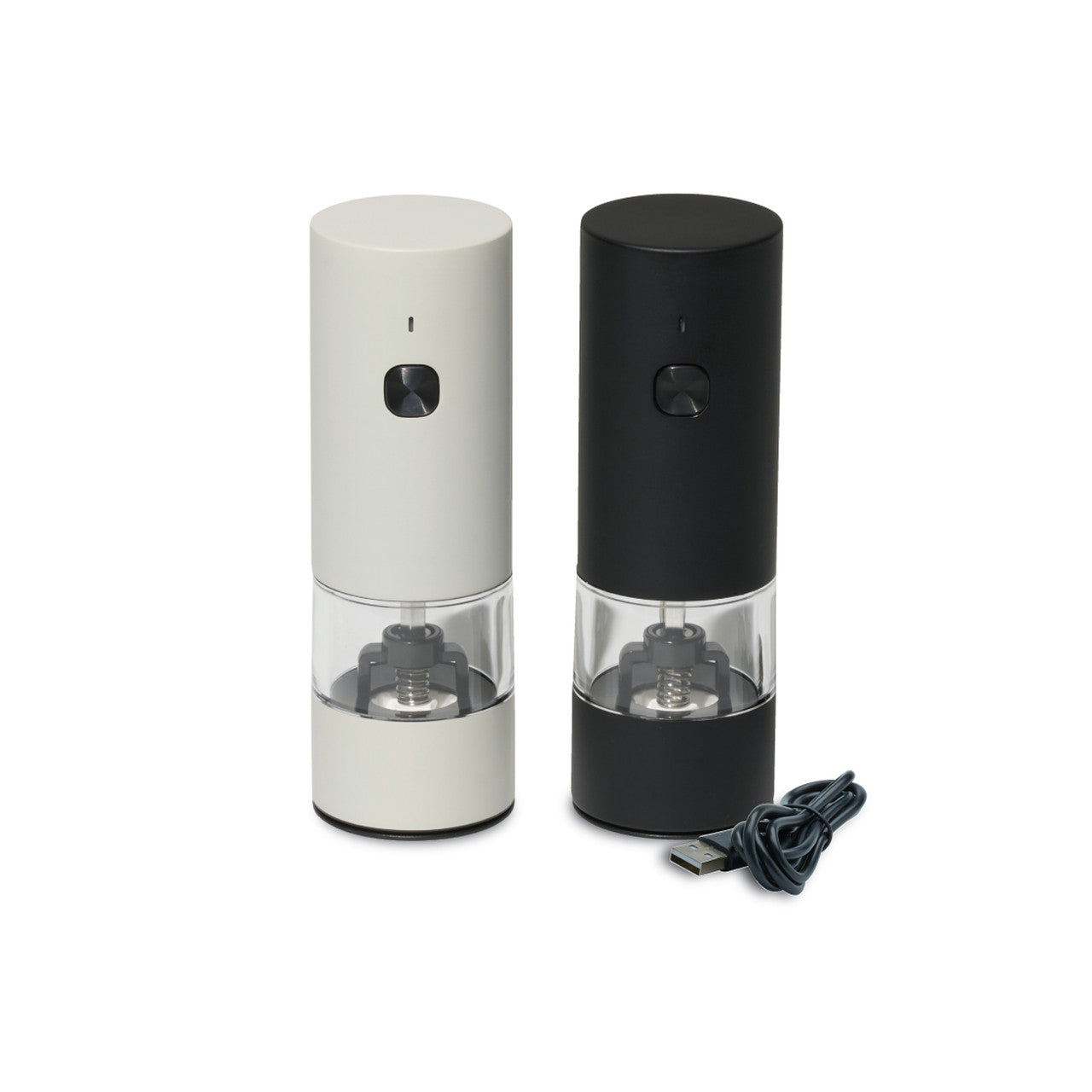 Electric Rechargable Salt and Pepper Mill Set, Black and White Matte - 35ml