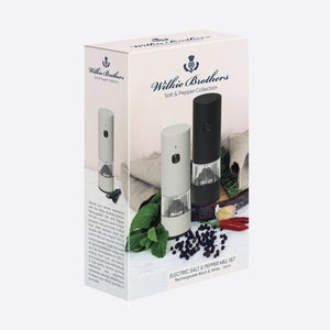 Electric Rechargable Salt and Pepper Mill Set, Black and White Matte - 35ml
