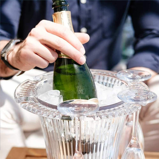 D-Still Bamboo Champagne Bucket & Flutes Set - 3.8L, 6 Flutes, 145ml