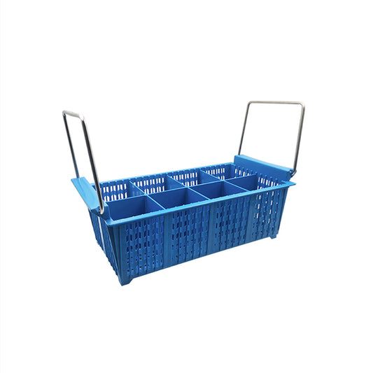 Jiwins Polypropylene 8-Compartment Cutlery Basket with Handles - 427x208x151mm, Blue