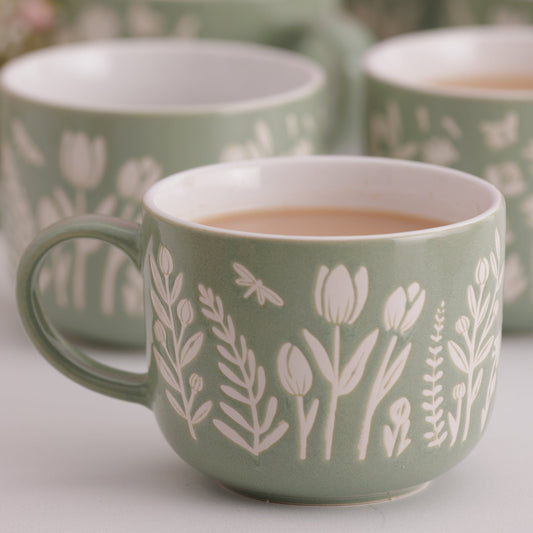 In the Meadow Green Tulip Mug, 400ml