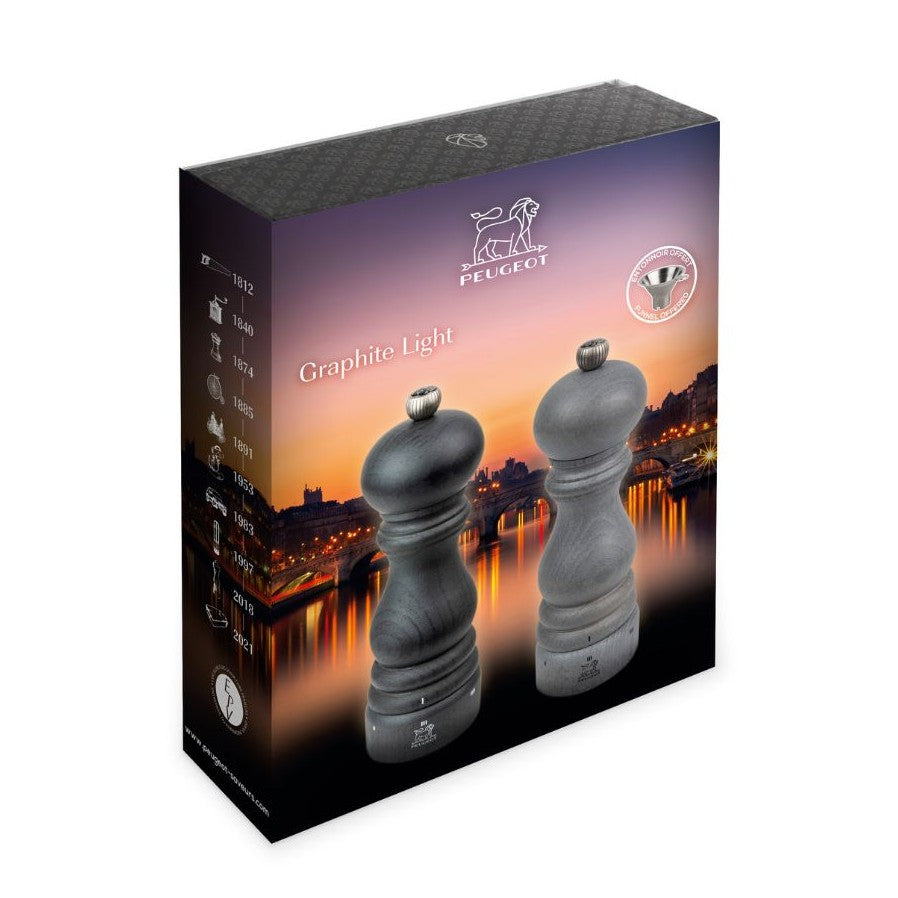 Paris Graphite Light u'Select Salt & Pepper Mill Duo with Stainless Steel Funnel, 18cm