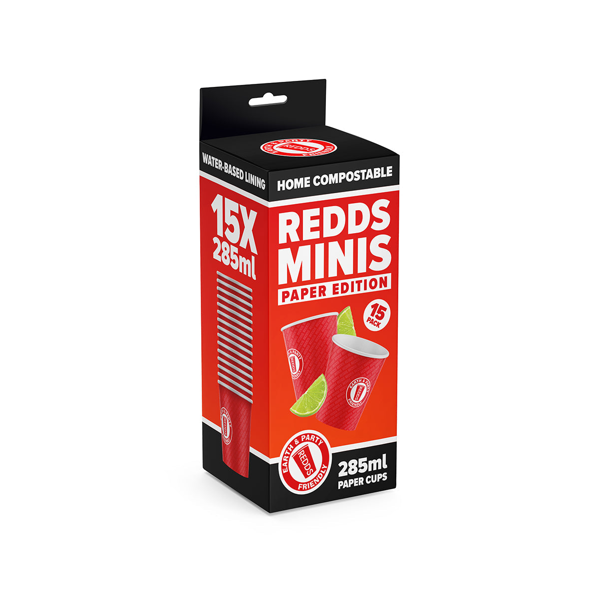 Redds Mini Paper Cup - Home Compostable, 285ml, Pack of 15