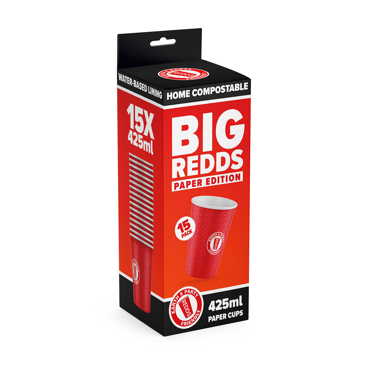 Redds Big Paper Cup - Home Compostable, 425ml, Pack of 15