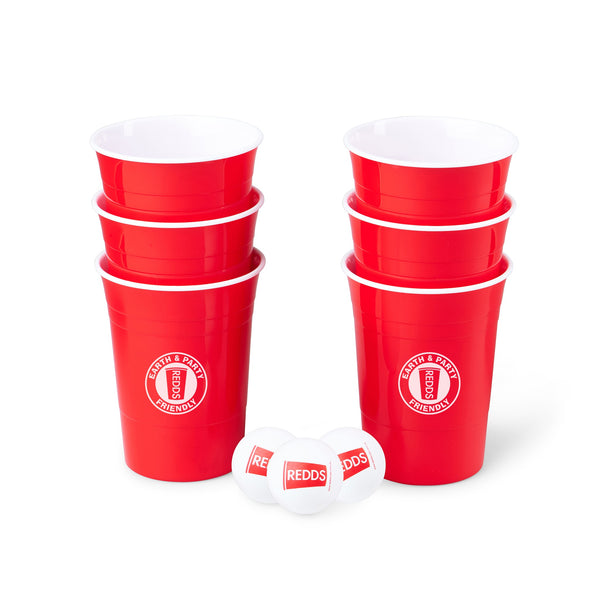 Redds Reusable Cup Pong Pack With 3 Ping Pong Balls 425ml, Pack of 6