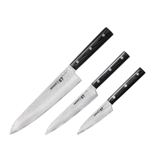 Samura 67 DAMASCUS Knife Set - Paring Knife, Utility Knife, Chef's Knife - Kitchenly