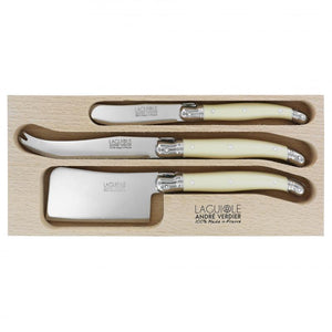 André Verdier Laguiole Debutant Ivory Cheese Set with Butter Spreader - 3 Piece