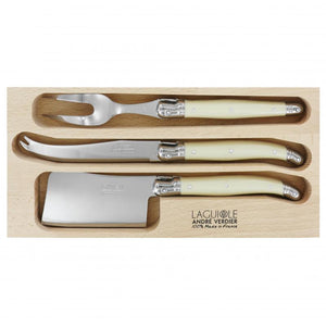 André Verdier Laguiole Debutant Ivory Cheese Set with Fork - 3 Piece