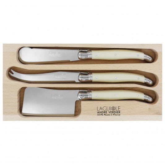 André Verdier Laguiole Debutant Ivory Cheese Set with Sandwich Knife - 3 Piece