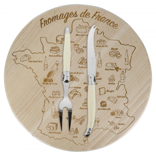André Verdier Laguiole Debutant Ivory Cheese Set with Board - 3 Piece