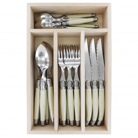 André Verdier Laguiole Debutant Ivory Cutlery Set with Tray - 24 Piece