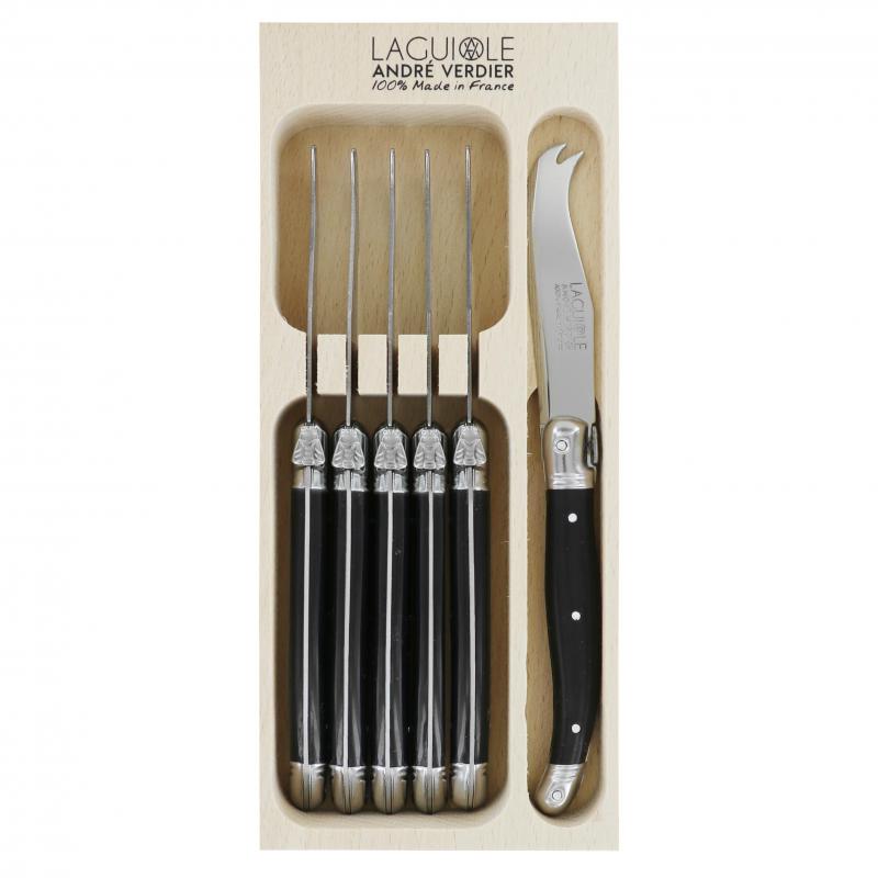 André Verdier Laguiole Debutant Black Small Cheese Knife - 6 Piece