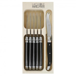 André Verdier Laguiole Debutant Black Small Cheese Knife - 6 Piece