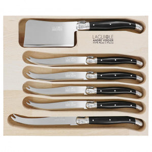 André Verdier Laguiole Debutant Black Cheese Knife Set - 6 Piece