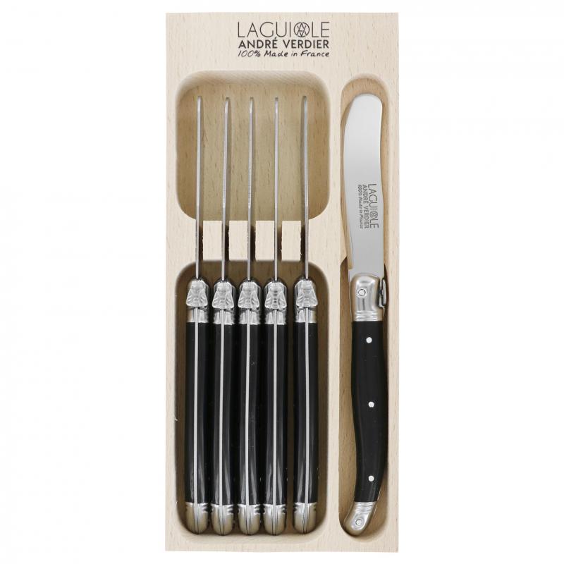 André Verdier Laguiole Debutant Black Butter Spreader - 6 Piece