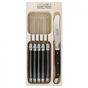André Verdier Laguiole Debutant Black Butter Spreader - 6 Piece