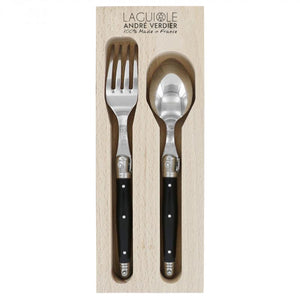 André Verdier Laguiole Debutant Black Dessert Cutlery - 2 Piece