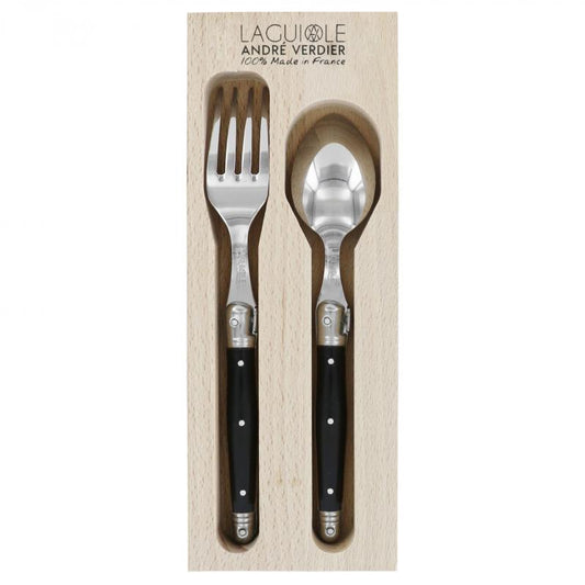 André Verdier Laguiole Debutant Black Dessert Cutlery - 2 Piece
