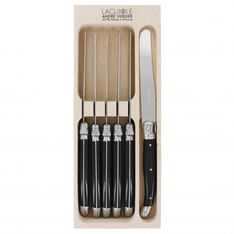 André Verdier Laguiole Debutant Black Dinner Knife - 6 Piece