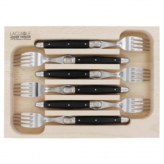 André Verdier Laguiole Debutant Black Dinner Fork - 6 Piece