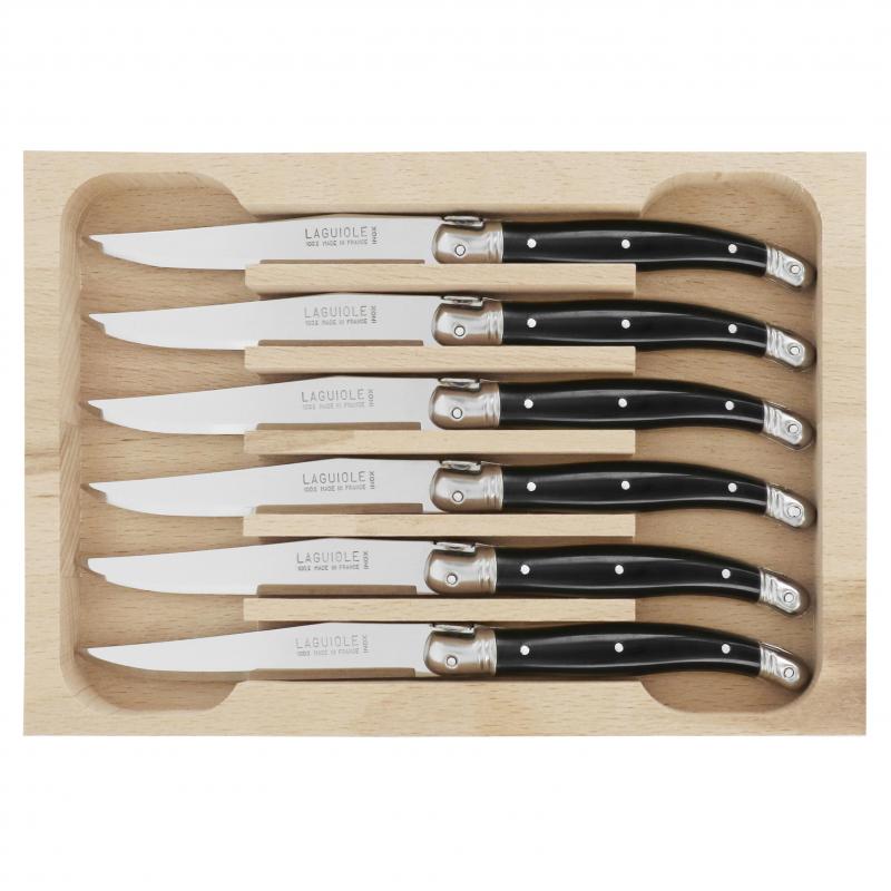 André Verdier Laguiole Debutant Black Dessert Knife - 6 Piece