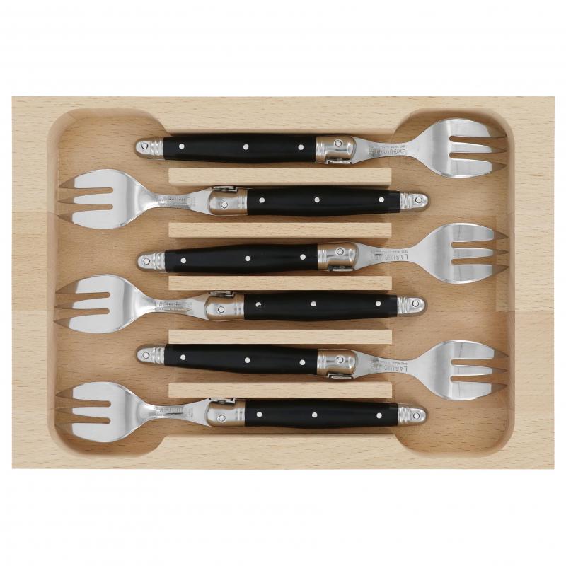 André Verdier Laguiole Debutant Black Cake Fork - 6 Piece