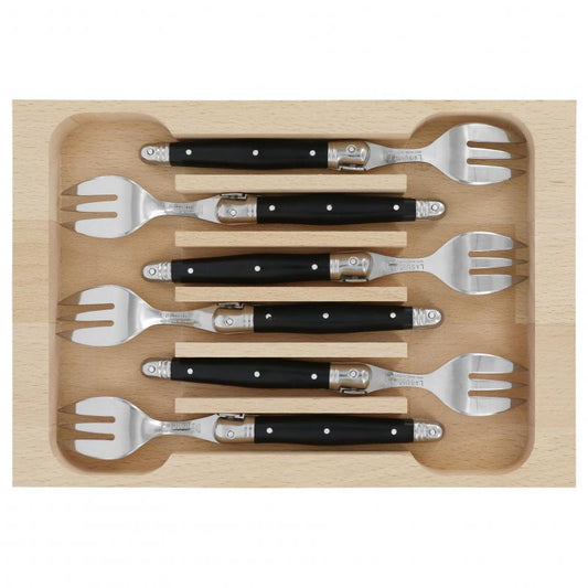 André Verdier Laguiole Debutant Black Cake Fork - 6 Piece