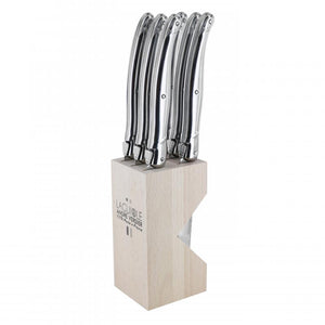 André Verdier Laguiole Debutant Inox Steak Knife with Block - 6 Piece