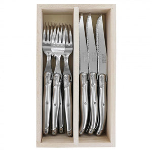 André Verdier Laguiole Debutant Inox Steak Set with Tray - 12 Piece