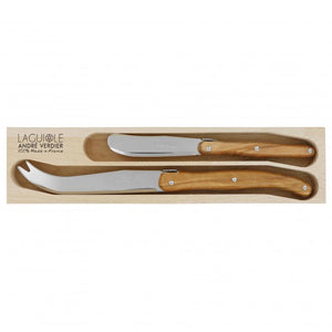 André Verdier Laguiole Debutant Olive Wood Cheese Set - 2 Piece