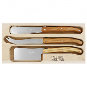André Verdier Laguiole Debutant Olive Wood Cheese Set with Sandwich Knife - 3 Piece