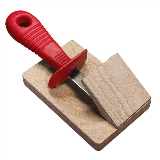 André Verdier Poseidon Oyster Knife with Wooden Block - Red