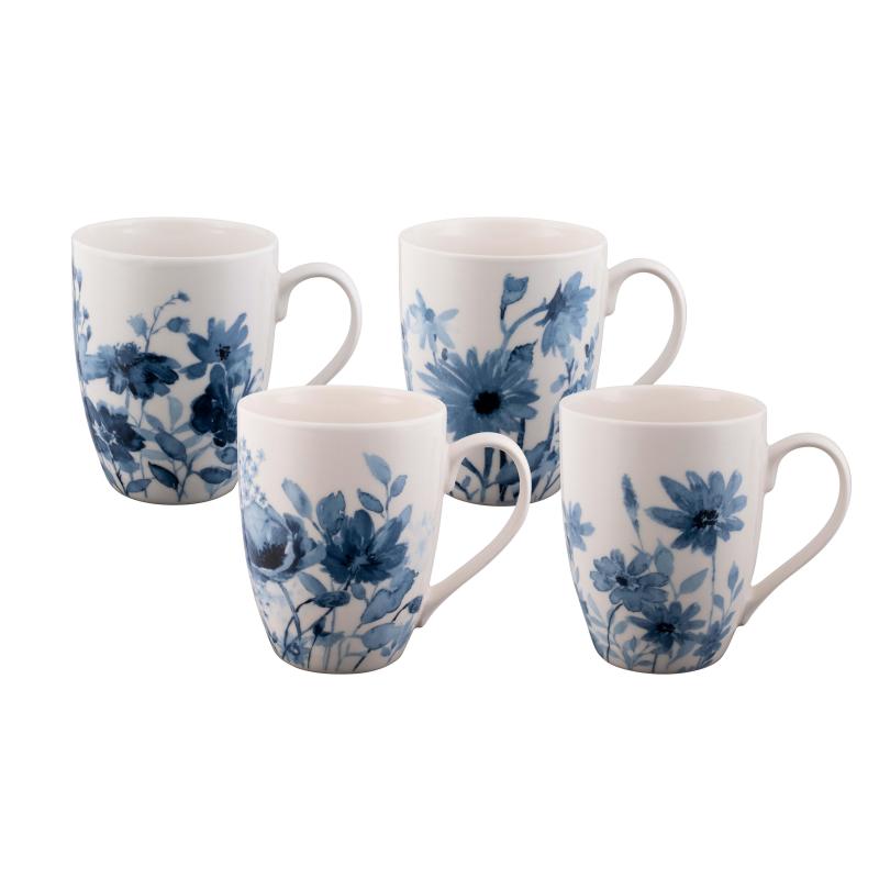 Bundanoon Coupe Mug Garden Blues 355ml - Set of 4