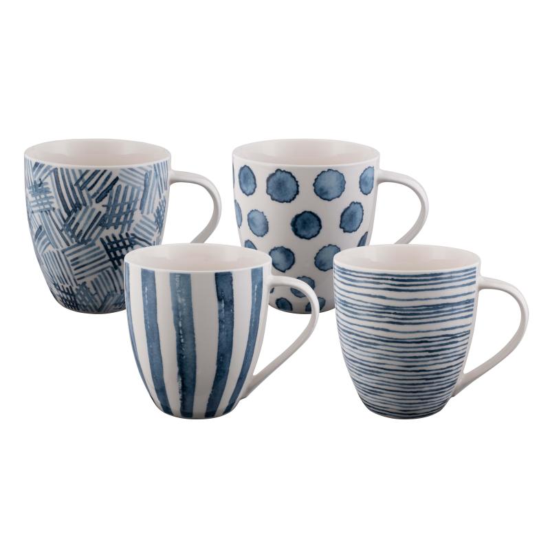 Bundanoon Mega Mug Water Colour Blues 500ml - Set of 4