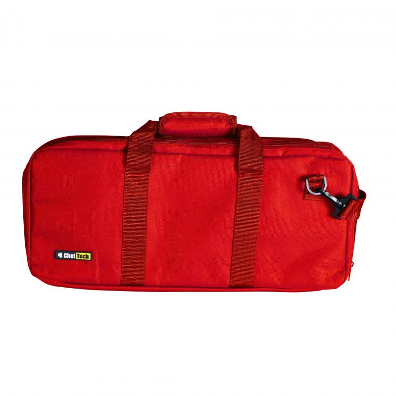 Cheftech 18pc Pocket Chef Knife Knives Roll Hand Shoulder Bag Case w Strap - Red