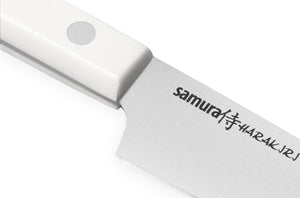 Samura HARAKIRI Knife Set - Utility Knife, Two-sided Saw Knife, Chef's Knife, White Handle, - Kitchenly