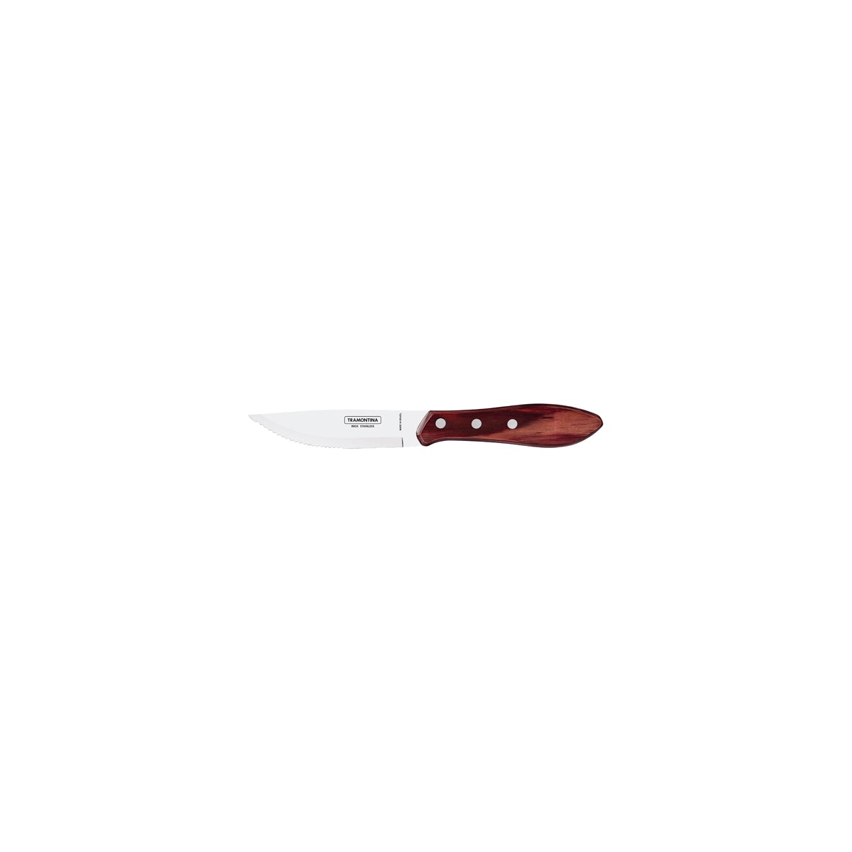 Tramontina Jumbo Serrated Churrasco Steak Knife - Wide Blade, Red Polywood Handle, 127mm, Box of 12