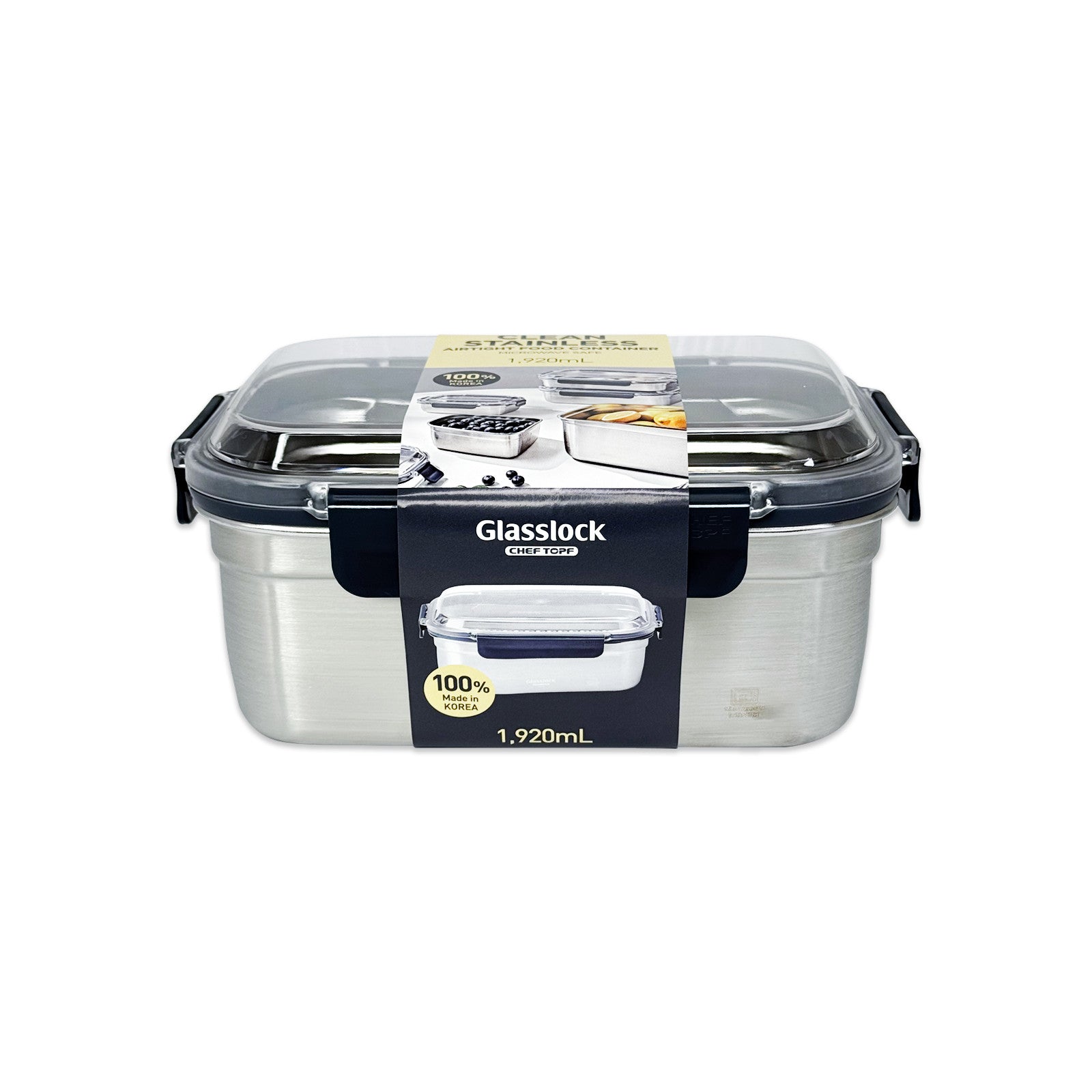 Glasslock ChefTopf Stainless Steel Food Storage Rectangular Container 1920ml