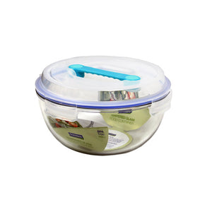 Glasslock Classic Tempered Glass HANDLED  Lid 4000ml Round Mixing Salad Bowl