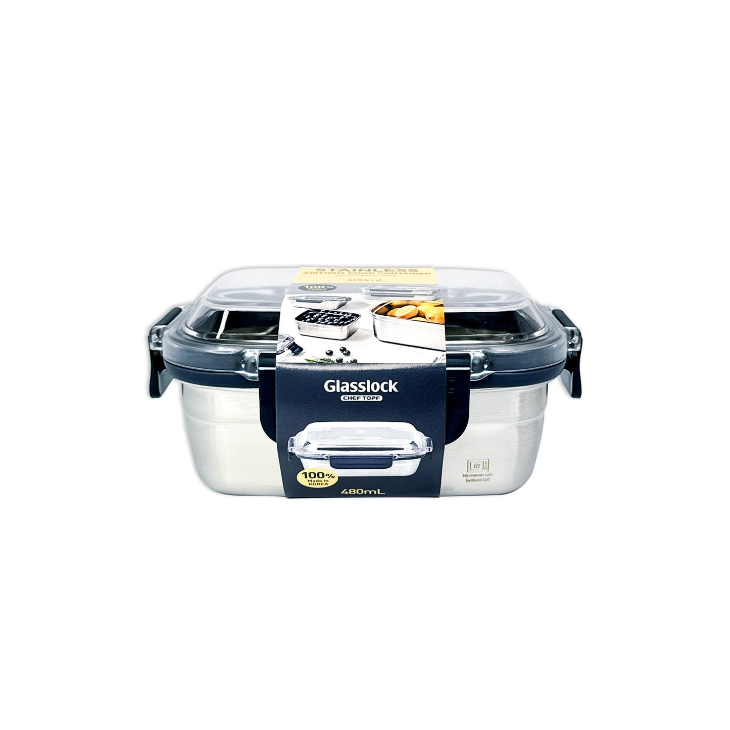Glasslock ChefTopf Stainless Steel Food Storage Rectangular Container 480ml