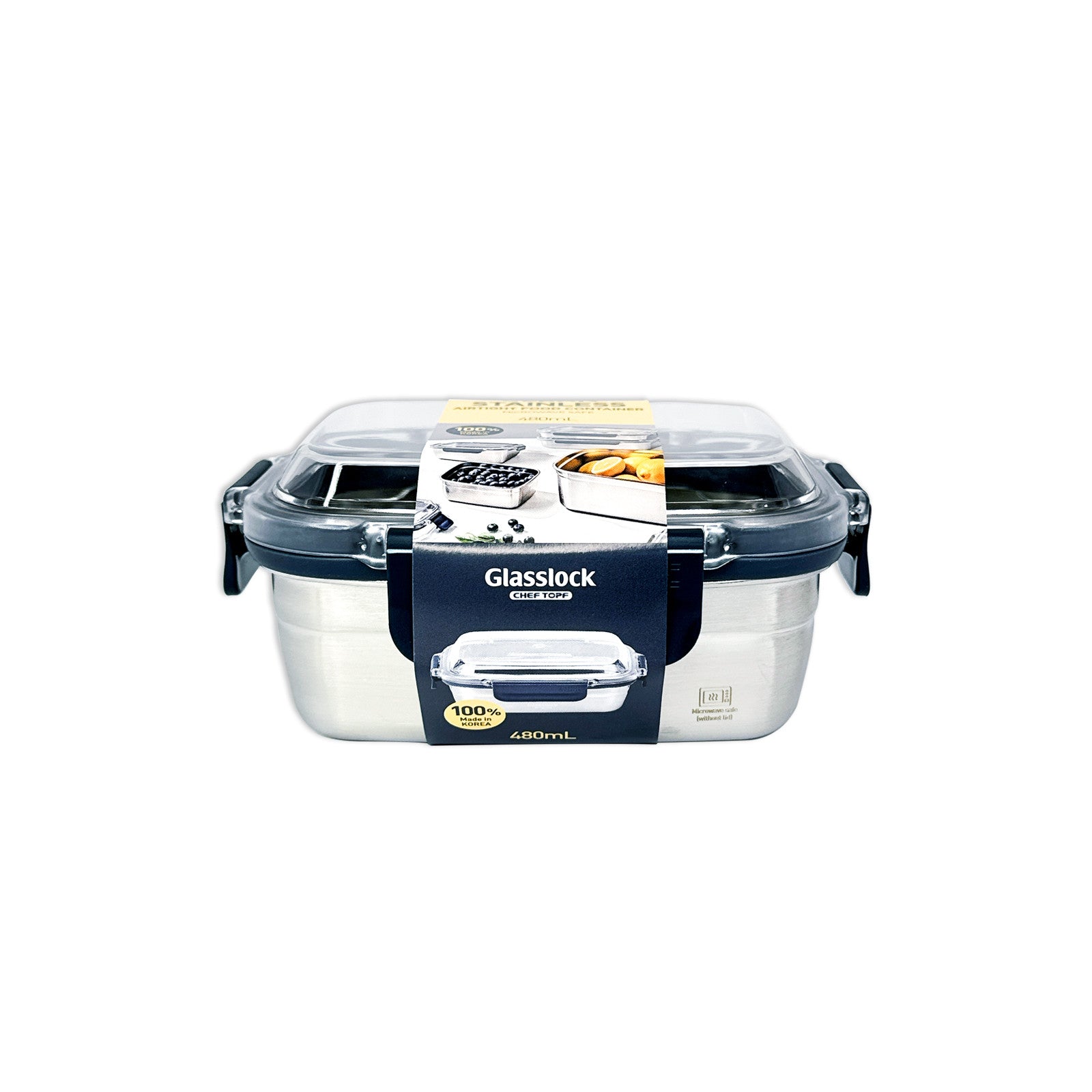 Glasslock ChefTopf Stainless Steel Food Storage Rectangular Container 480ml