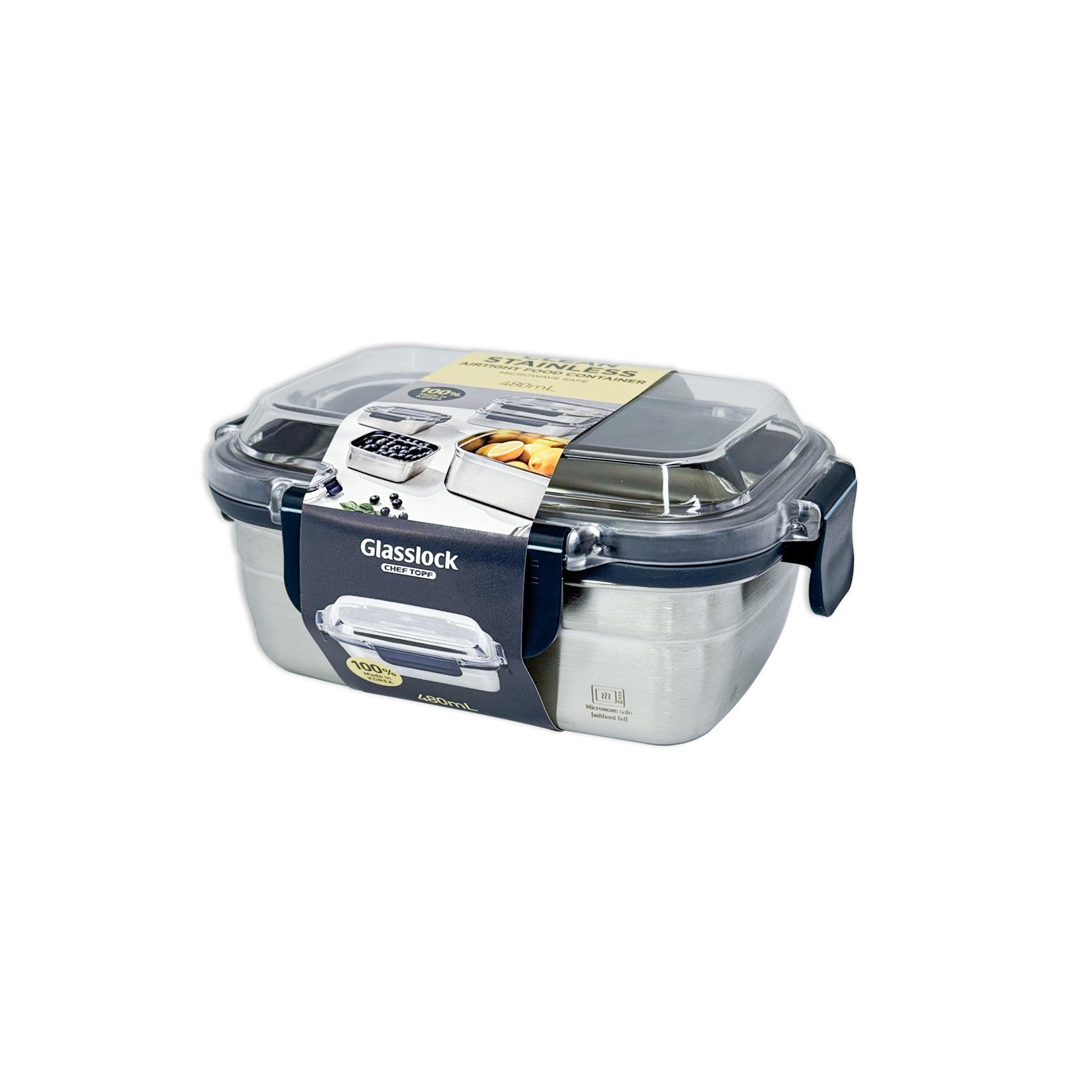 Glasslock ChefTopf Stainless Steel Food Storage Rectangular Container 480ml