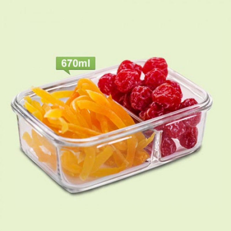 Glasslock Classic DUO Tempered Glass 670ml Rectangle Divided Container