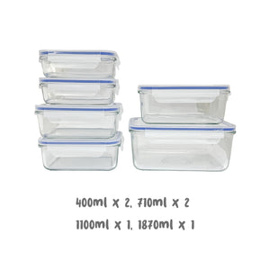 Glasslock  Classic Tempered Glass Set of 6 Different Sized Containers