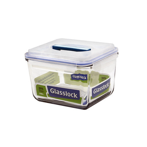 Glasslock Classic Tempered Glass HANDLED  Lid 3700ml Rectangle Deep Cont