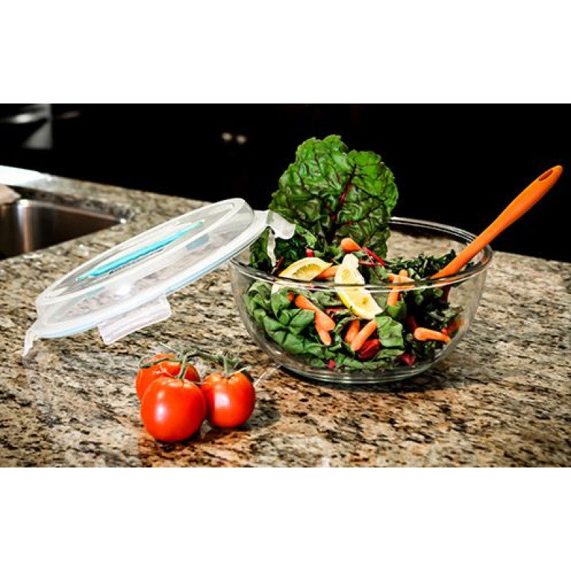 Glasslock Classic Tempered Glass HANDLED  Lid 4000ml Round Mixing Salad Bowl