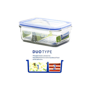 Glasslock Classic DUO Tempered Glass 670ml Rectangle Divided Container