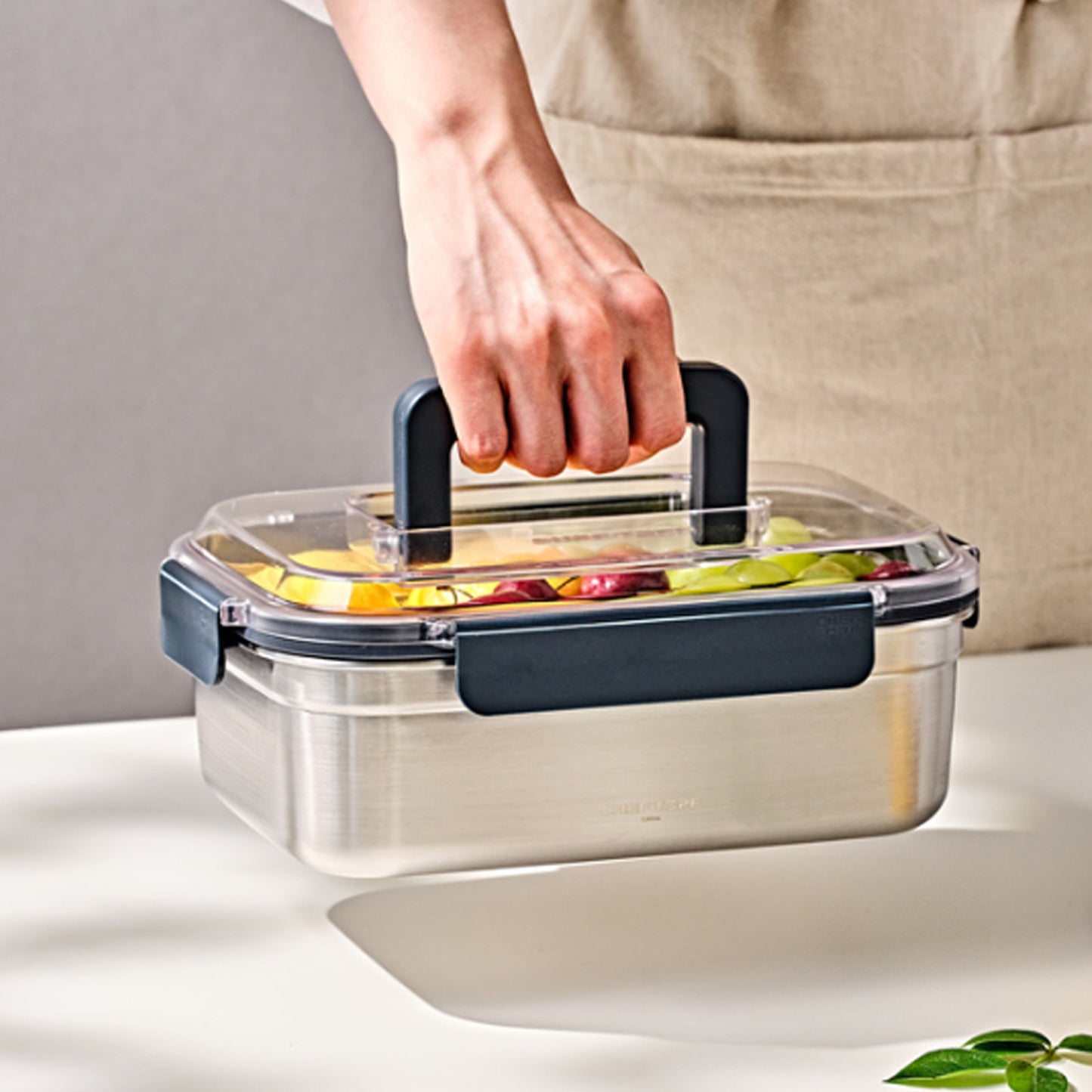 Glasslock ChefTopf Stainless Steel Food Storage Container Handy Rect. 3460ml