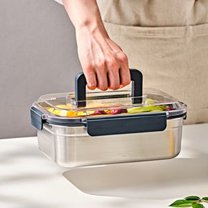 Glasslock ChefTopf Stainless Steel Food Storage Container Handy Rect. 3460ml
